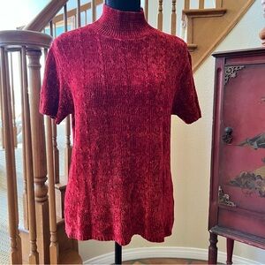 525 America Burgundy Short Sleeve Turtleneck Sweater Size M/L